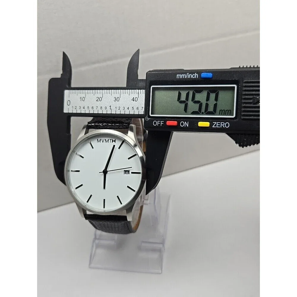 MVMT Classic Minimalist 45mm Date Watch Silver Tone White Dial New Battery 3ATM